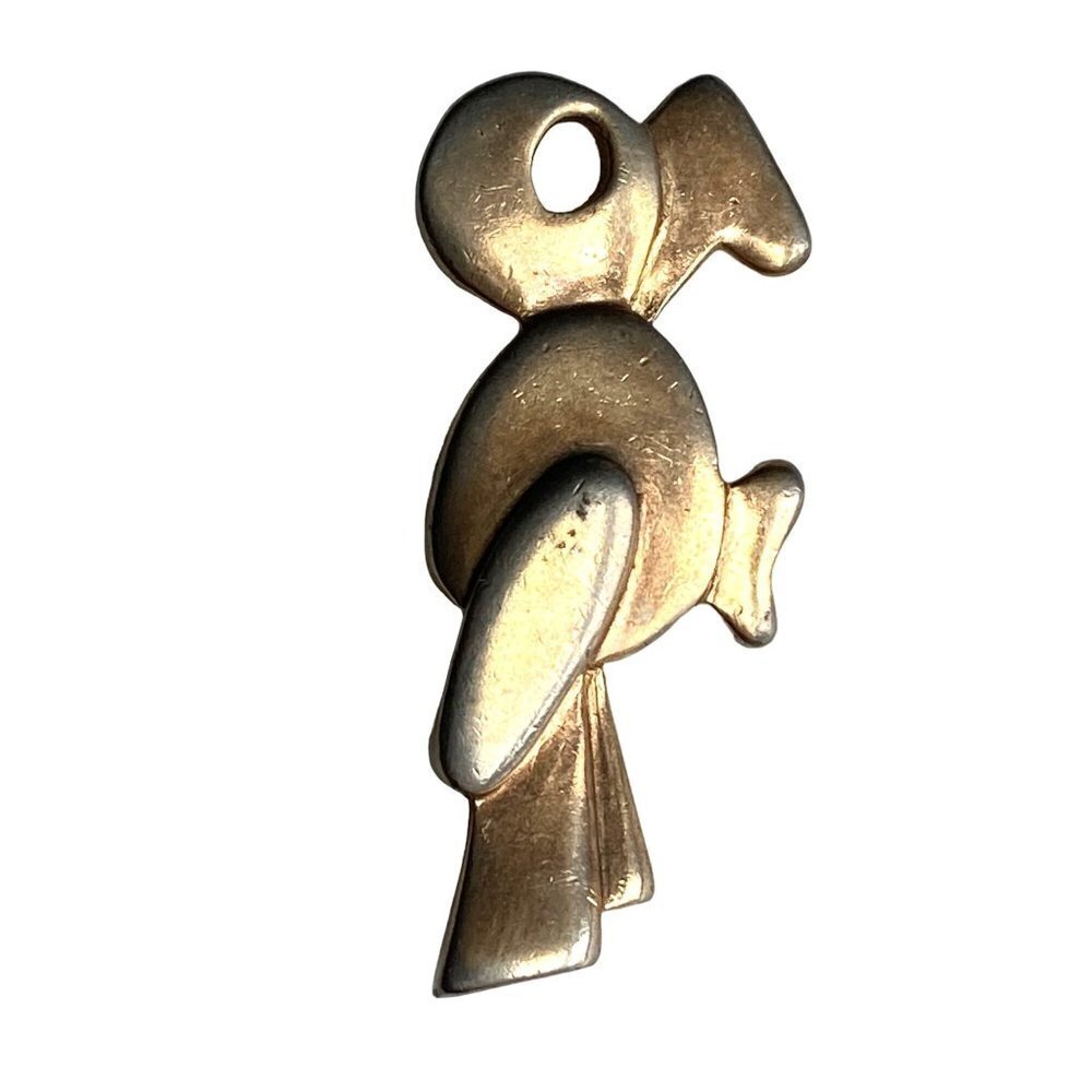 Vintage Parrot Brooch Pin Gold Tone Stylized Figural Tropical Bird
